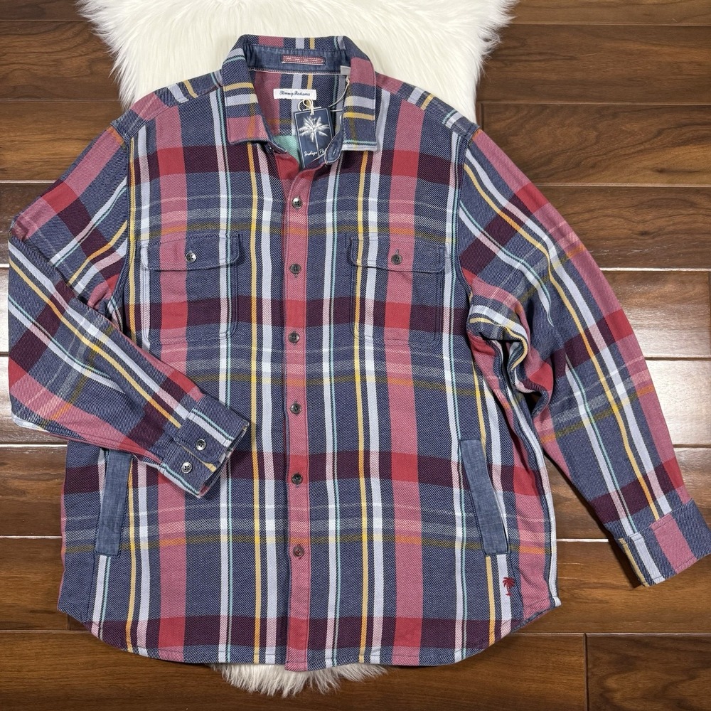 Tommy Bahama Men's‎ Size XXL Norse Blue Plaid Copper Canyon Shirt Jacket Shacket